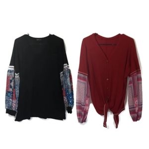 2 Boho style flowy shirts
